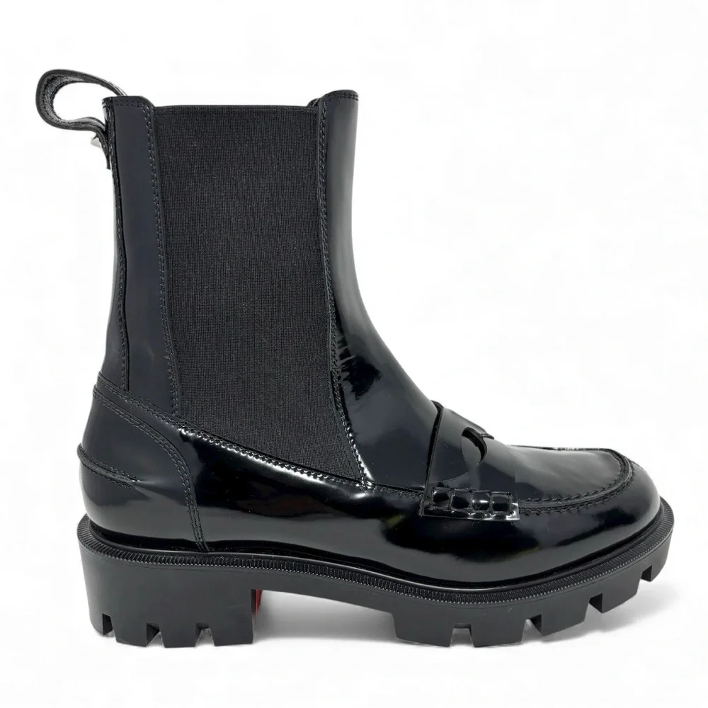Christian Louboutin Montezu Chelsea Boots Black Brushed Leather Size 37 (US 7)